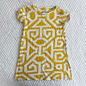 DVF for Gap Kids Girls Dress Size 8 Yellow White Geometric Print Short Sleeve
